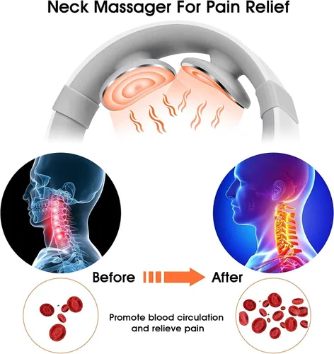 Miniatura 4 de Nameer Masajeador inteligente de cuello con calor, 6 modos, 15 niveles, inalámbrico, tejido profundo, punto de activación, masajeador de relajación