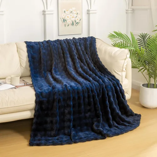 Miniatura 26 de YUSOKI - Manta de forro polar 3D con burbujas Felpa ultrasuave y esponjosa de 13.44 oz/m² Manta ligera y acogedora para sofá cama Para todas