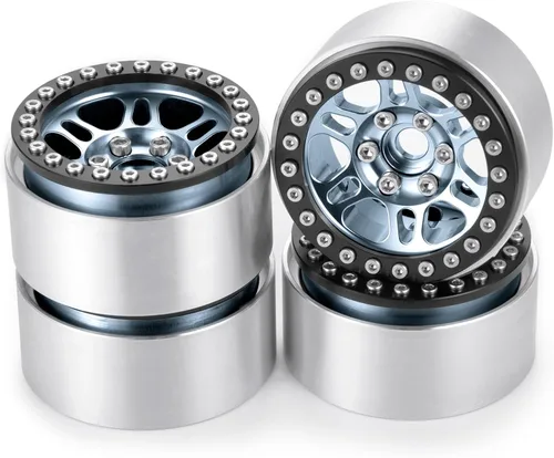 Miniatura 7 de AXSPEED Cubos de rueda de metal Beadlock de 1.9 pulgadas para TRX4 Axial Scx10 1/10 RC Car, paquete de 4 (titanio y negro)