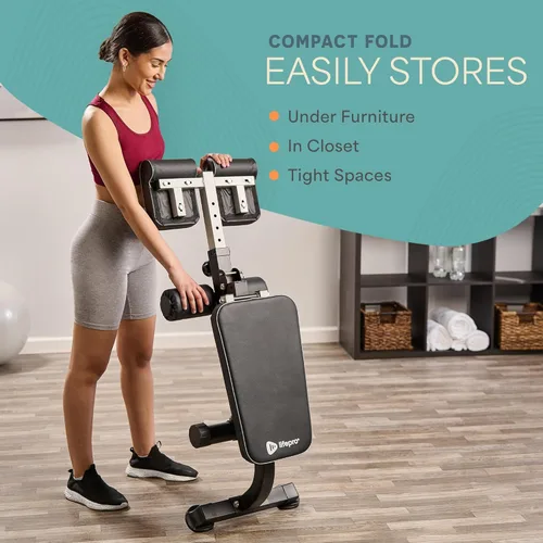 Miniatura 6 de LifePro SculptTrainer Roman Chair with 330 lb Capacity — Incline Adjustable Hyperextension Bench for All-in-One Body Workout — Foldable Home Gym