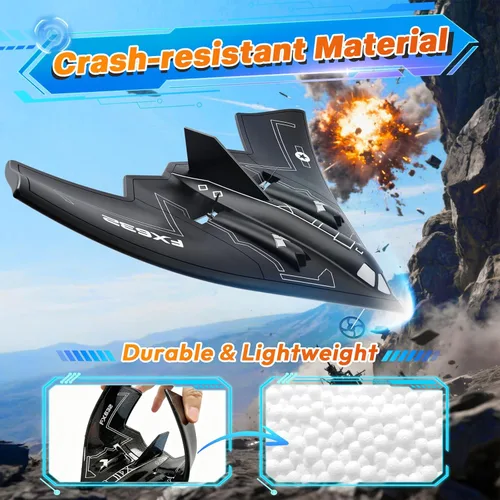 Miniatura 6 de AIGIMU Avión RC, avión RC listo para volar, avión de control remoto de 2 canales con estabilizador de giroscopio de 6 ejes B2 Spirit Stealth Bomber