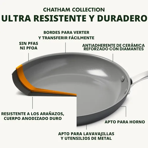 Miniatura 5 de GreenPan Chatham - Juego de 10 piezas de ollas y sartenes de cerámica anodizada y saludable, antiadherente, sartenes para freír, cacerolas, ollas