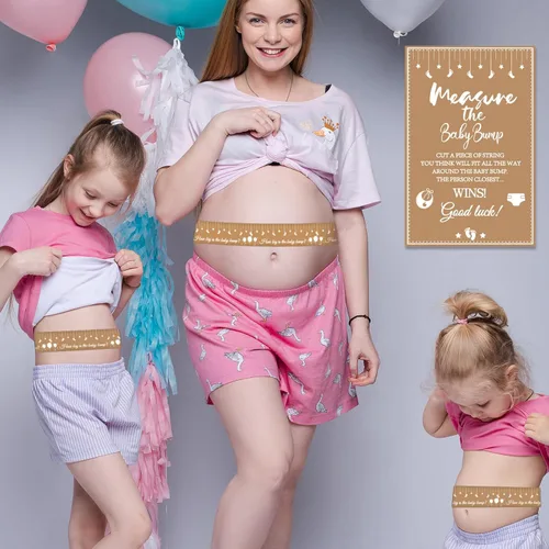 Miniatura 7 de Juegos de baby shower, cinta métrica para medir el vientre de 150 pies, cinta métrica para el vientre de mamá, cinta métrica de vientre para Marrón