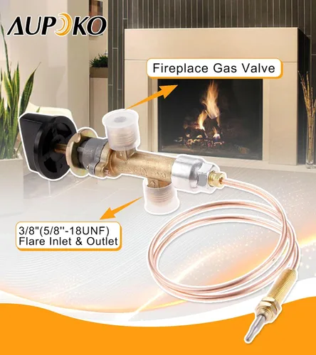 Miniatura 3 de Aupoko Piezas de repuesto para fogatas de propano de baja presión, válvula de gas e interruptor con entrada y salida de 3/8 pulgadas