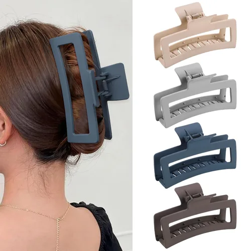 Miniatura 19 de ZYTJ Pinzas de garra negras extra grandes de 5 pulgadas para cabello grueso y largo, paquete de 4 clips de garra extra grandes, pinzas rectangulares