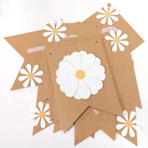 Miniatura 7 de Cartel de feliz cumpleaños de margaritas, tema de flores silvestres, decoración de primer cumpleaños