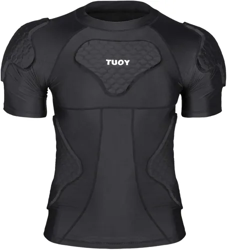 Miniatura 7 de TUOY - Camiseta acolchada de compresión para hombres, protector de pecho y costillas para fútbol, paintball, béisbol