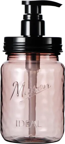 Amolliar - Dispensador de jabón de plástico de 16 onzas, dispensador de jabón de manos y platos recargable - Botella vintage de color rosa con tapas