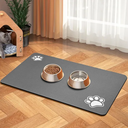 Miniatura 8 de Tapete de alimentación para mascotas, tapete absorbente para comida y agua, accesorios para perros, suministros para mascotas, cuenco de agua