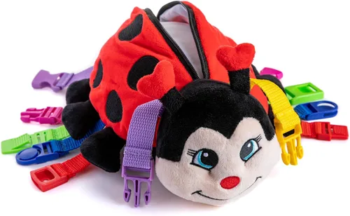 Buckle Toys - Becky Ladybug - Juguete de procesamiento sensorial de actividad de aprendizaje Montessori - Desarrolla habilidades motoras y