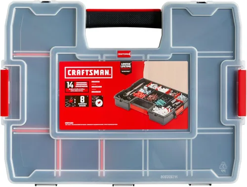 CRAFTSMAN Organizador de herramientas, 2 paquetes con 14 compartimentos, tapa incluye pestillo seguro (CMST60944M)