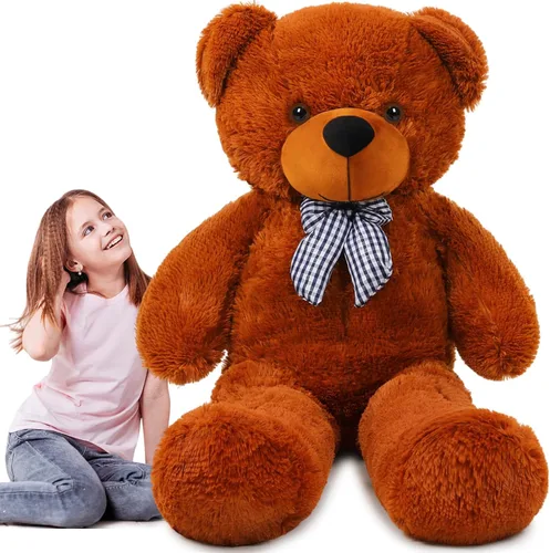 Soulchen Oso gigante de 47 pulgadas, suave, grande, de peluche, de gran tamaño, con lazo, regalo de cumpleaños, baby shower, recuerdos de fiesta