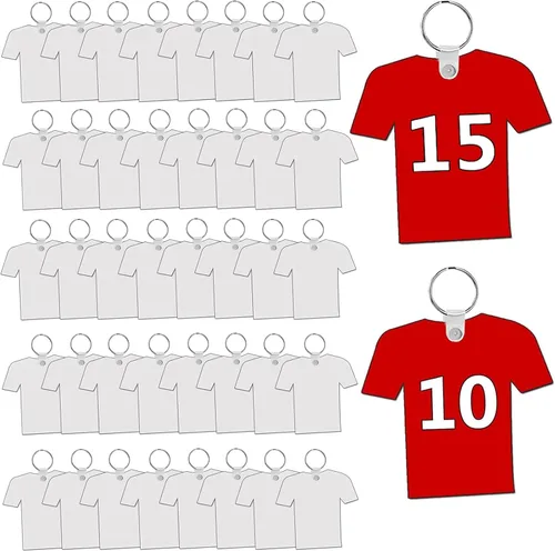 120 piezas llavero de sublimación adornos MDF doble cara transferencia de calor fútbol sublimación llaveros en blanco a granel (jersey)