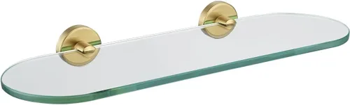 Miniatura 31 de JQK Estante de vidrio para baño dorado, almacenamiento de ducha de vidrio templado de 20 por 5 pulgadas, montaje de pared dorado cepillado de acero