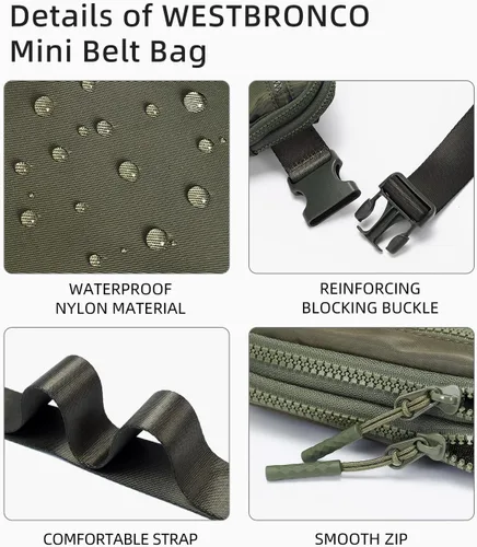 Miniatura 37 de WESTBRONCO Riñoneras para mujeres y hombres, bolsa para cinturón con bolsillos con cremallera, riñoneras modernas, bolsas cruzadas ligeras de 1