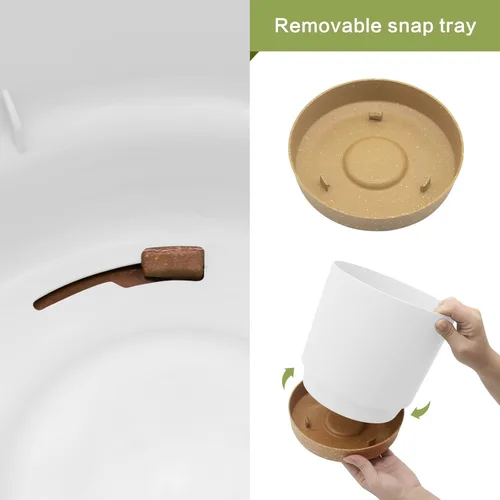 Miniatura 3 de QCQHDU Maceta de 8 pulgadas, paquete de 2 macetas para plantas de interior con agujeros de drenaje y platillo, macetas para exteriores, decoración