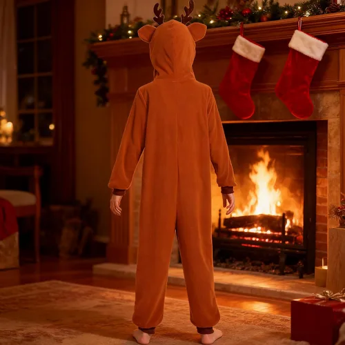 Miniatura 26 de Wizland Disfraz de animal para niños, leopardo, vaca, mono, reno, gato negro, dálmata, muñeco de nieve, mono de Papá Noel