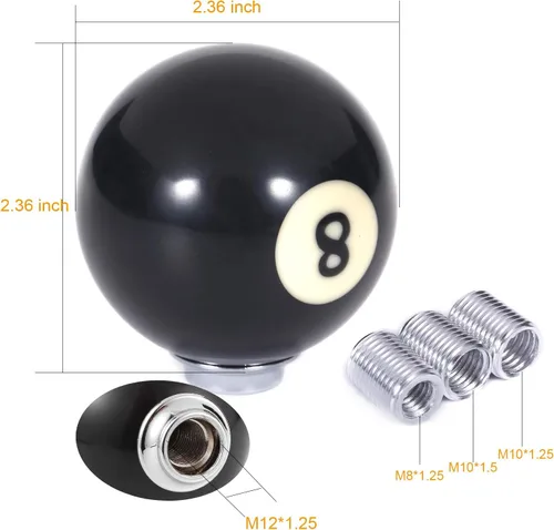 Miniatura 2 de Pomo de Palanca de Cambios Manual de 8 Bolas Pulido, Mango Redondo Automático, Perilla de Palanca de Cambios que se Ajusta a la Mayoría de Autos MT