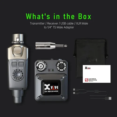 Miniatura 7 de Xvive U4 - Sistema de monitor inalámbrico intrauditivo transmisor profesional de sistema IEM y receptor de cinturón para estudio, ensayo de banda