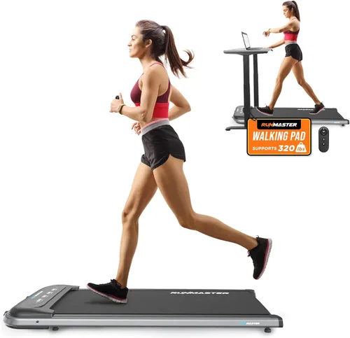 RunMaster Under Desk Treadmill for Home and Office - 320lbs Weight Capacity, Quiet, Efficient, Walking Pad, Four LED Display, Space-Saving Portable