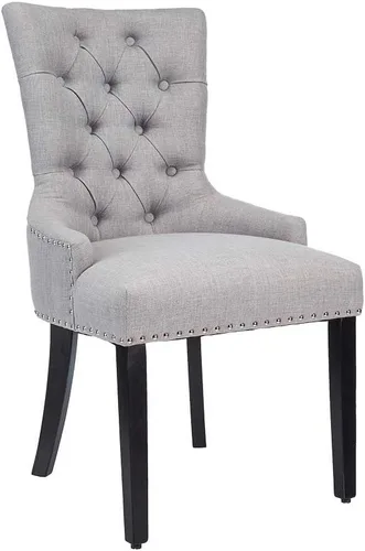 Miniatura 12 de CangLong Juego de 2 sillas modernas y elegantes tapizadas con botones y ribete de cabeza de clavo, para dormitorio, comedor, color azul