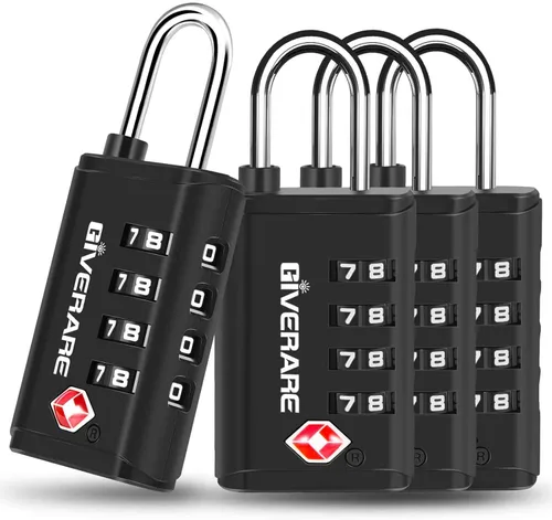 Paquete de 4 cerraduras de equipaje de viaje aprobadas por la TSA de 4 dígitos, cerradura de combinación de maleta de alerta abierta, candados con