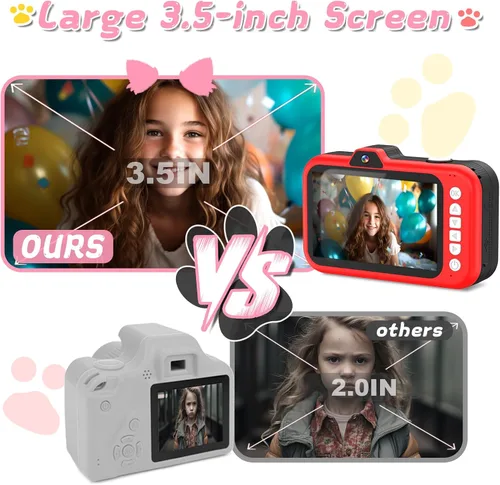 Miniatura 5 de Cámara para niños de CHAKEYAKE, cámara digital para niños pequeños con lente de zoom giratorio, pantalla grande de 3.5”, cámara de juguete de 1080P