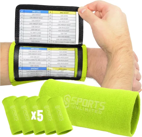 Miniatura 19 de Sports Unlimited Banda Instructora Triple para Adultos, Muñequeras de Fútbol para Jugadas, Muñequeras de Béisbol, Bandas de Brazo QB Negro