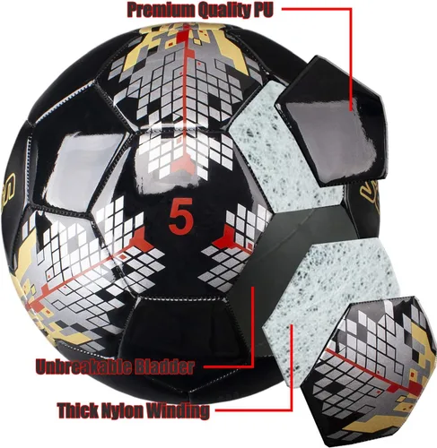 Miniatura 2 de Senston Balón de fútbol talla 3 y talla 4 y talla 5 para niños y adultos, balón de fútbol oficial para partidos y entrenamiento con bomba Negro
