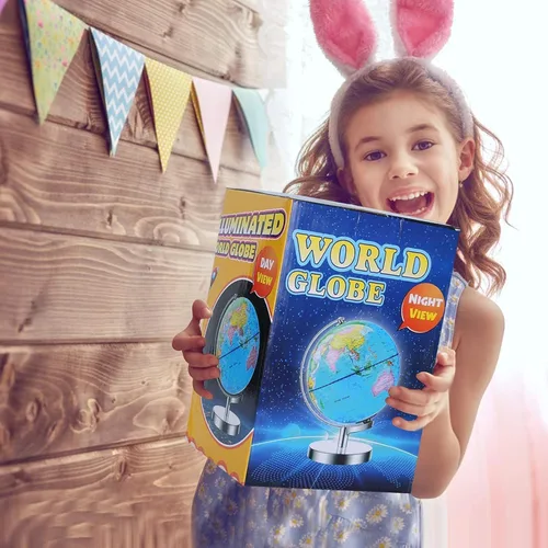 Miniatura 3 de Globo Terráqueo Iluminado AR para Niños - Mapa Colorido Reescribible de Fácil Lectura y Alta Claridad, Juguete Educativo Interactivo STEM, Lámpara