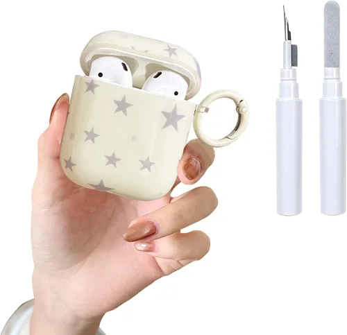 Miniatura 18 de Funda para AirPods 2/1 con diseño de estrella bonita, con kit limpiador protector de auriculares para AirPods de 2ª/1ª generación, color azul
