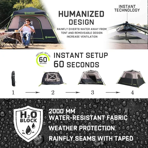 Miniatura 3 de 4/6/8/10 Person Instant Tent, Waterproof Pop Up Tents for Camping with Rainfly, 60 Seconds Easy Setup, Automatic Cabin Tent for Family Camping with