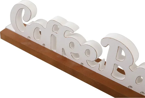 Miniatura 6 de Letreros rústicos de barra de café para decoración de mesa de 16 pulgadas, hecho a mano, acabado envejecido, blanco, letrero de madera para estación