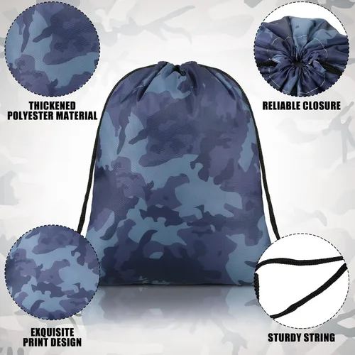 Miniatura 3 de Woanger Mochila de camuflaje con cordón de 24 piezas para bolsa de camuflaje impermeable con cordón, bolsas de viaje ligeras de camuflaje a granel