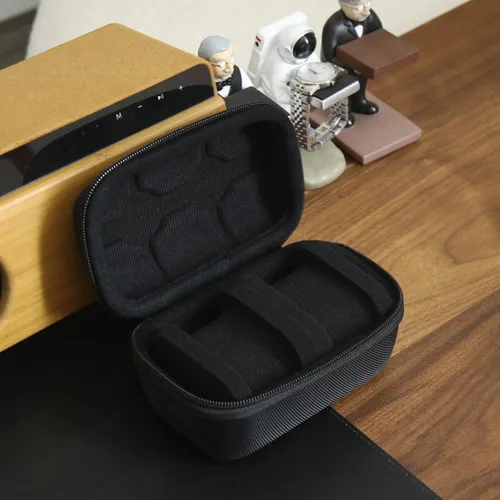 Miniatura 5 de Caja organizadora de reloj duro para hombres o mujeres, funda de viaje para 3 relojes, soporte portátil para relojes de pulsera y relojes