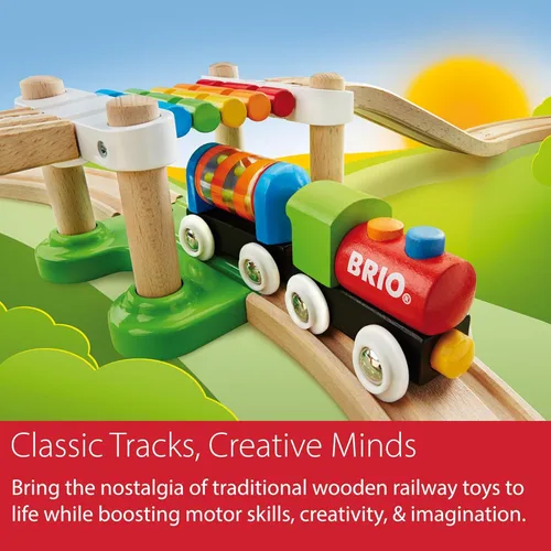 Miniatura 5 de BRIO Mi primer ferrocarril - Pack para principiantes de 18 piezas - Juego de tren de madera certificado FSC - Compatible con todos los juegos BRIO