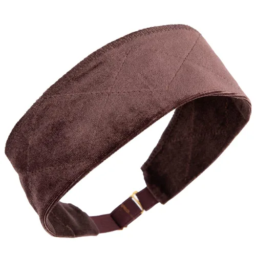 Miniatura 4 de Diadema elástica de terciopelo para peluca, 2 piezas, cómoda banda ajustable para pelucas, banda antideslizante de buen agarre (marrón chocolate)