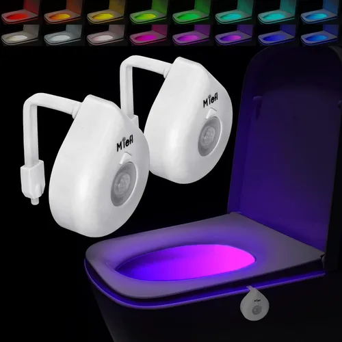 Sensor activado por movimiento de luz de inodoro, cuenco LED brillante de 16 colores cambiantes, luces nocturnas interiores para baño, luz