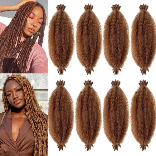 Miniatura 11 de Cabello Afro Twist Elástico de 16 pulgadas, Cabello Kinky para Trenzar, Cabello Marley Twist para Crochet 2# Pre Esponjado, Cabello Spring Twists