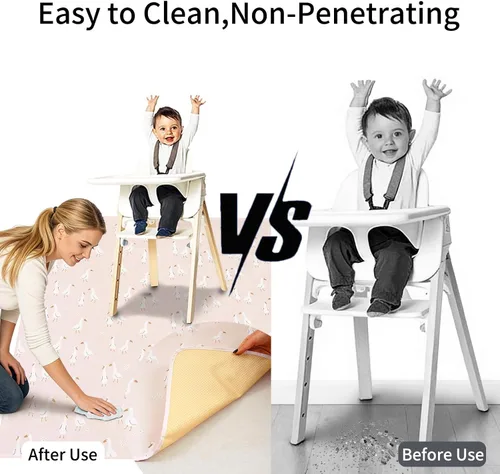 Miniatura 3 de Tapete de salpicaduras para debajo de la silla alta, artes/manualidades, tapete lavable para derrames de bebé, impermeable, antideslizante, tapete