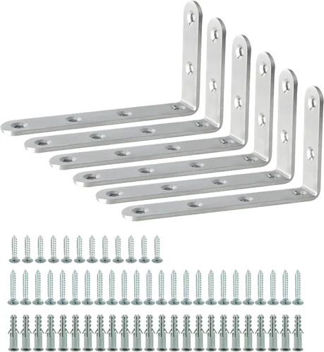 Miniatura 23 de Alise 4 soportes en L resistentes, soportes de esquina de 3.2 x 3.2 pulgadas, soportes flotantes blancos para estantes, soportes de montaje en pared