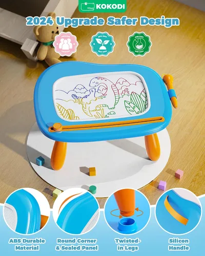 Miniatura 2 de KOKODI Pizarra de Dibujo Magnética, Juguetes para Niñas de 1-2 Años, Gran Pizarra de Garabatos para Aprender y Educar, Juguetes para Bebés y Niños