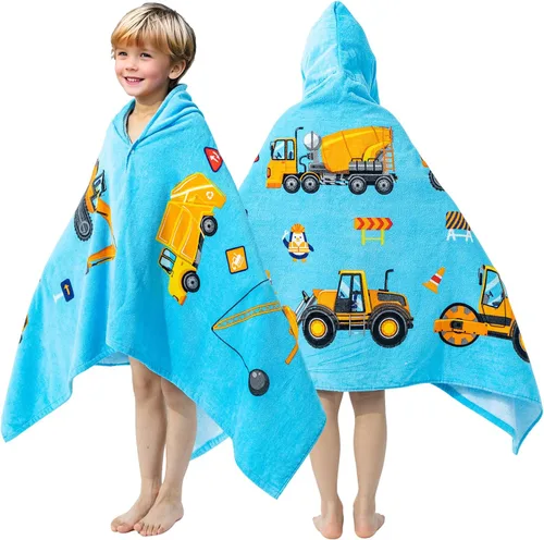 Miniatura 8 de Gealaek Toalla con capucha 100% algodón para niños de 2 a 6 años, toalla de playa para piscina, toalla de playa, suave y absorbente, poncho de playa