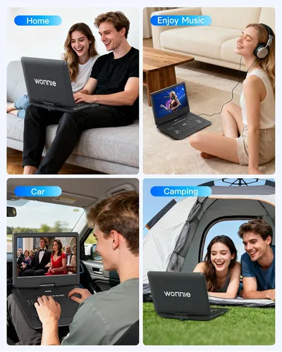Miniatura 8 de WONNIE Reproductor de Blu Ray portátil de 16.9" con pantalla grande giratoria de 14.1" Full HD 1080P, reproductor de Blu-ray y DVD con salida HDMI