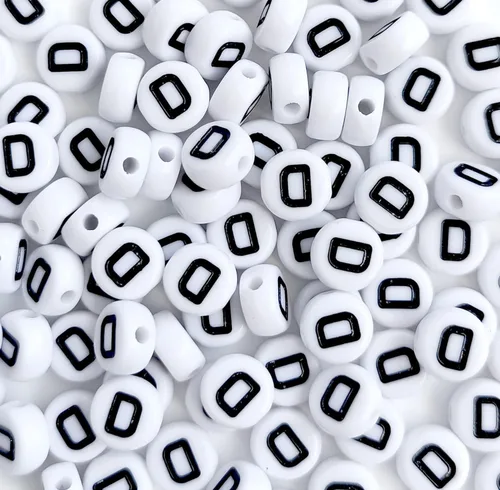 Miniatura 7 de 100 cuentas de letra, cuentas redondas blancas acrílicas del alfabeto de 0.157 x 0.276 pulgadas (0.157 x 0.276 in), cuentas vocales de letra A