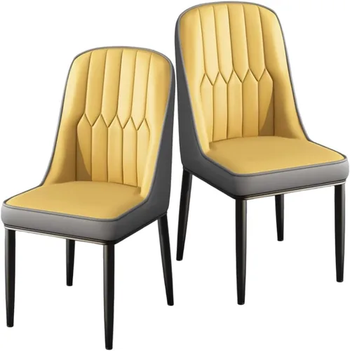 Miniatura 38 de YVYKFZD Juego de 2/4 sillas de comedor, sillas de cocina con respaldo y patas de metal, silla de comedor de piel sintética, silla auxiliar cómoda