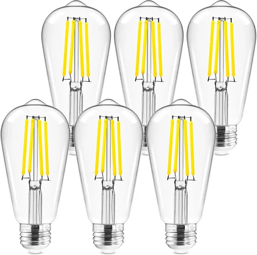 Miniatura 10 de Hizashi - 6 bombillas led Edison E26 equivalentes a 60 W, no regulables, 2,700 K, blanco cálido, CRI superior a 95, ST19, vintage, base E26, 700