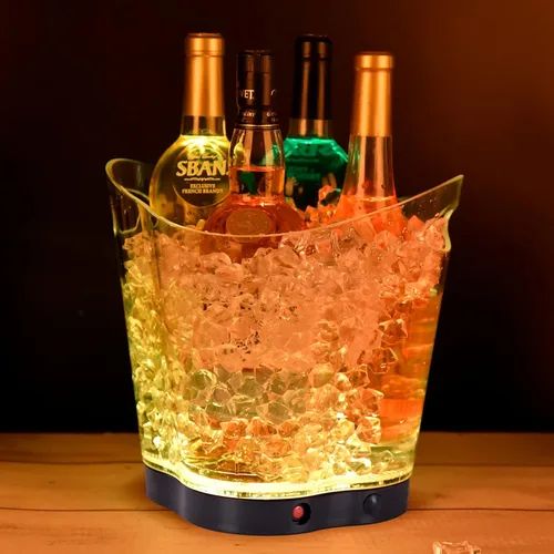 Miniatura 4 de Cubo de hielo LED – Cubo de hielo portátil colorido degradado de 6 litros, ideal para bar en casa, cerveza fría, champán y vino