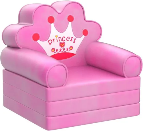 Miniatura 5 de MOONBEEKI Sofá Desplegable para Niños, Silla Plegable de Princesa para Niños Pequeños de 1-3 Años, Muebles para Niños para Sala de Juegos, Regalo
