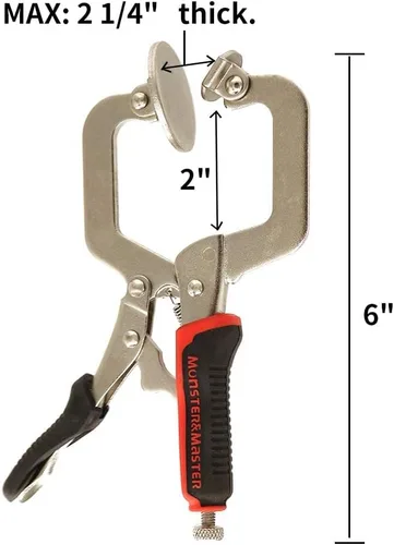 Miniatura 2 de Monster & Master Alicates de bloqueo con abrazadera en C de 6 pulgadas con almohadillas giratorias planas más grandes para carpintería, soldadura